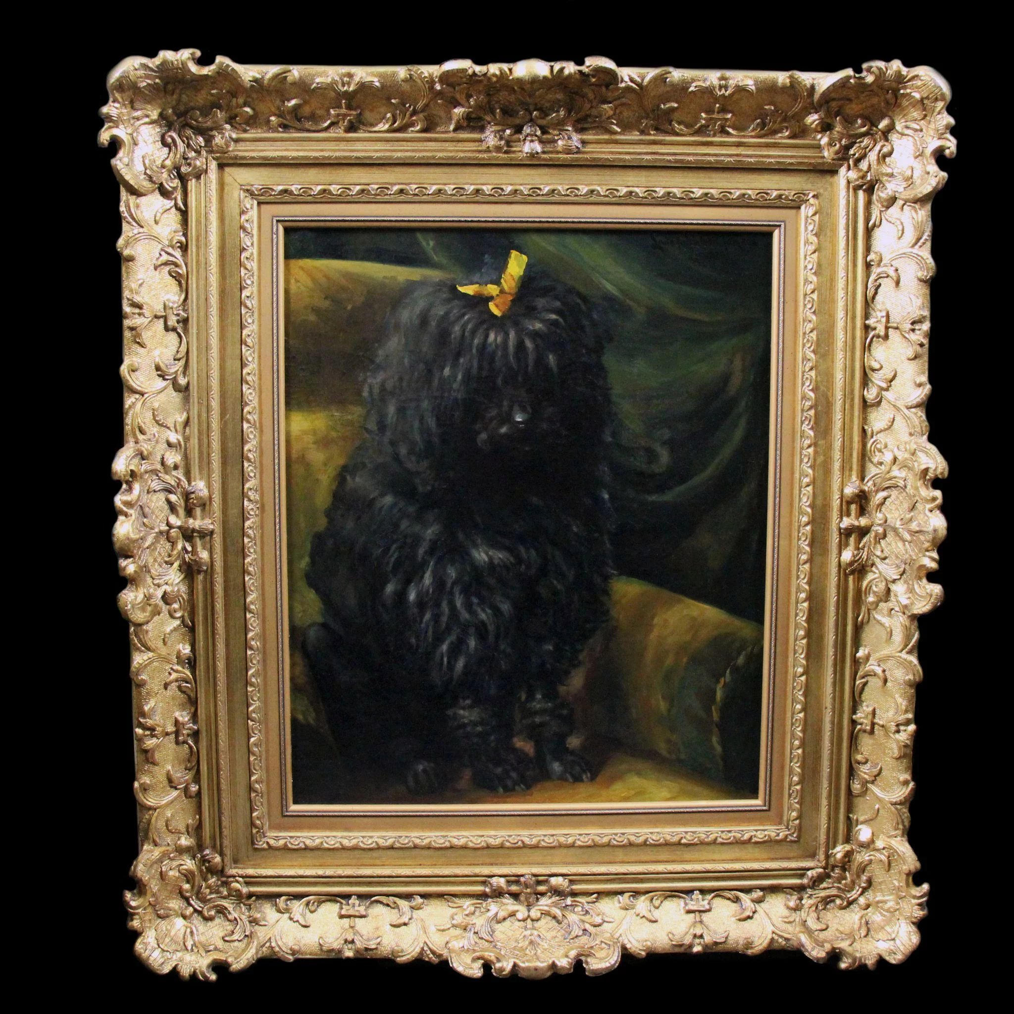 Beautiful portrait oil on canvas of a poodle dog ,British school