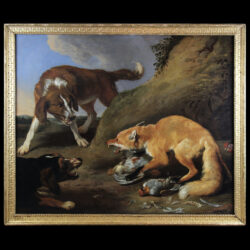 Fox attacked by two hunting dogs , oil on canvas Attr. Frans Snyders