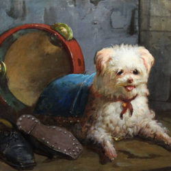 White street dog, French school 19th century