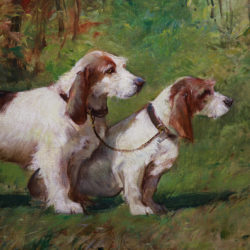 Terrier hunting dogs oil on canvas