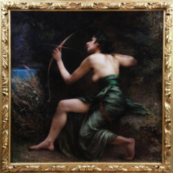 Oil On Canvas The Goddess Artemis 19th Century