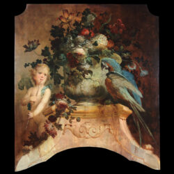 still life with flowers Putti and parrot Vittorio Amedeo Rapous