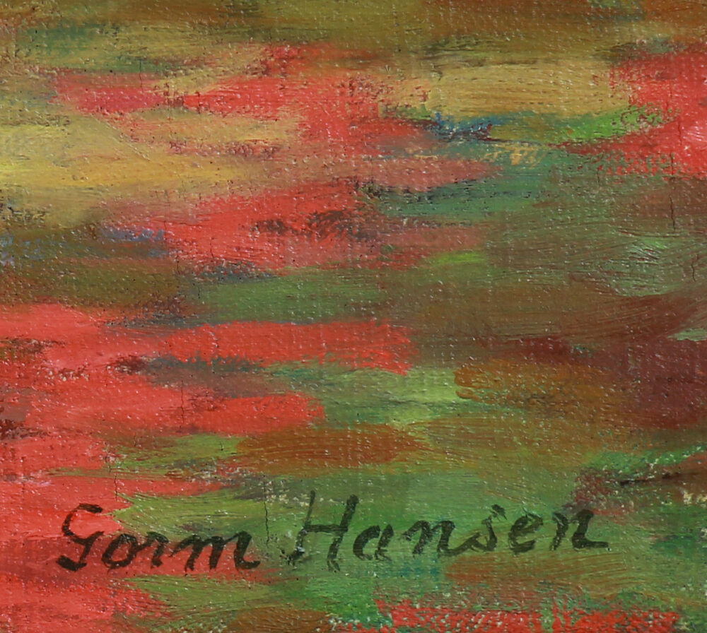 Water reflection with blossoms impressionist oil painting by Gorm Hansen